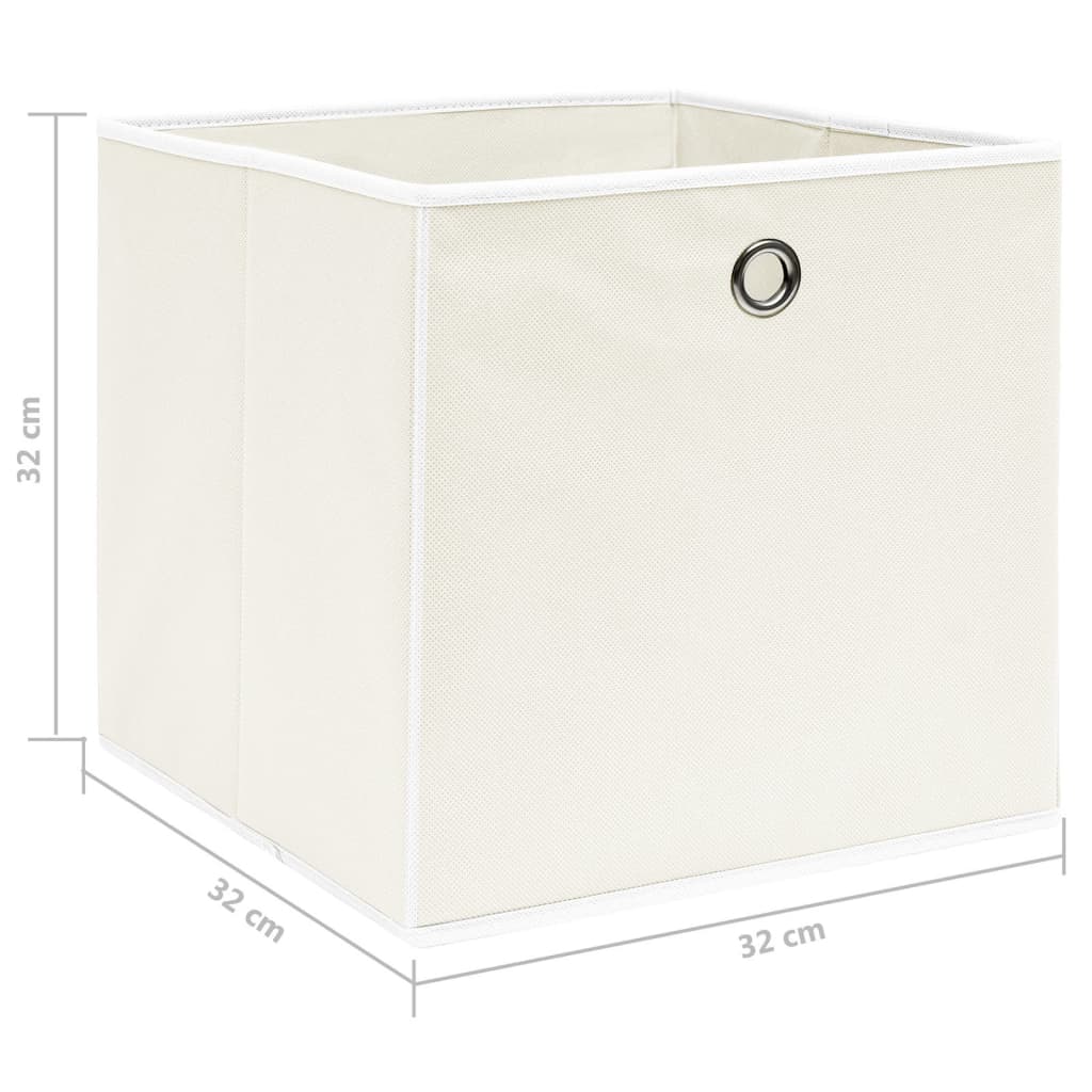 vidaXL uzglabāšanas kastes, 4 gab., baltas, 32x32x32 cm, audums