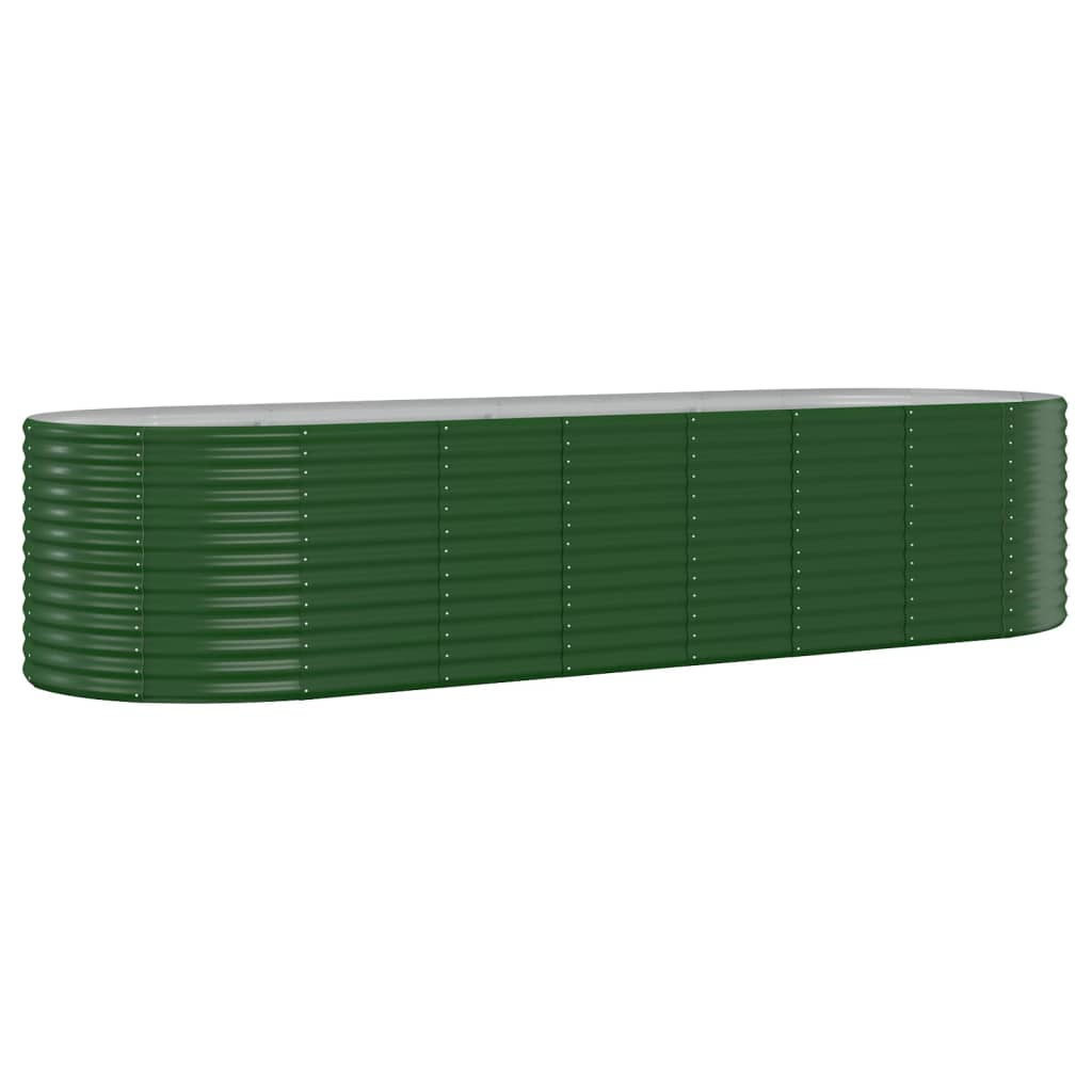 vidaXL augstā puķu kaste, 322x100x68 cm, pulverkrāsots tērauds, zaļa