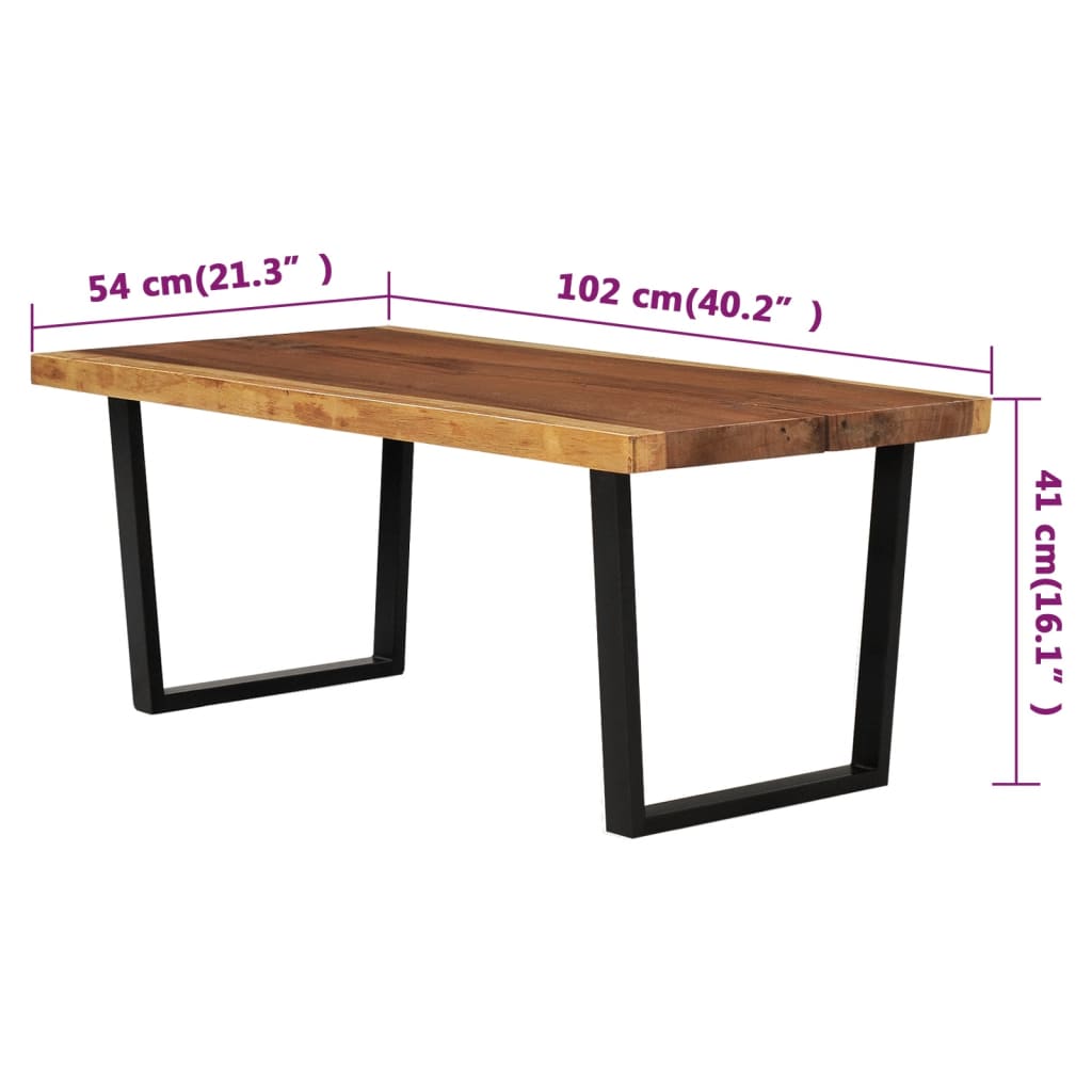vidaXL kafijas galdiņš, 102x54x41 cm, masīvs valriekstkoks