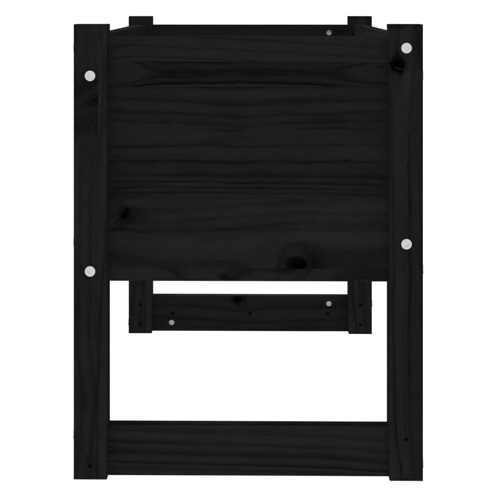 vidaXL puķu kaste, melna, 78x40x52 cm, priedes masīvkoks