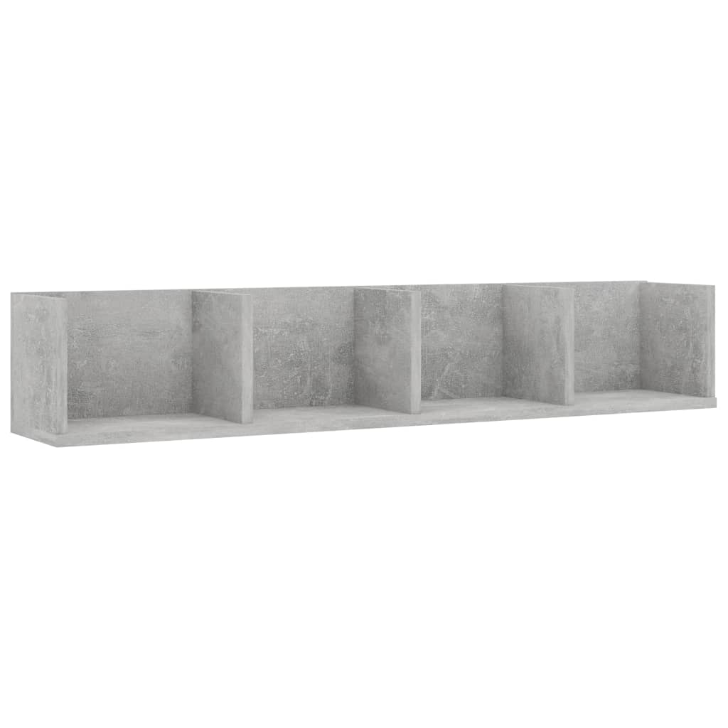 vidaXL CD sienas plaukts, betonpelēks, 100x18x18 cm, skaidu plāksne