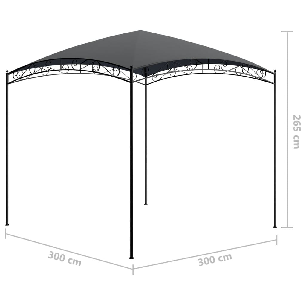 vidaXL dārza nojume, 3x3x2,65 m, antracītpelēka, 180 g/m²