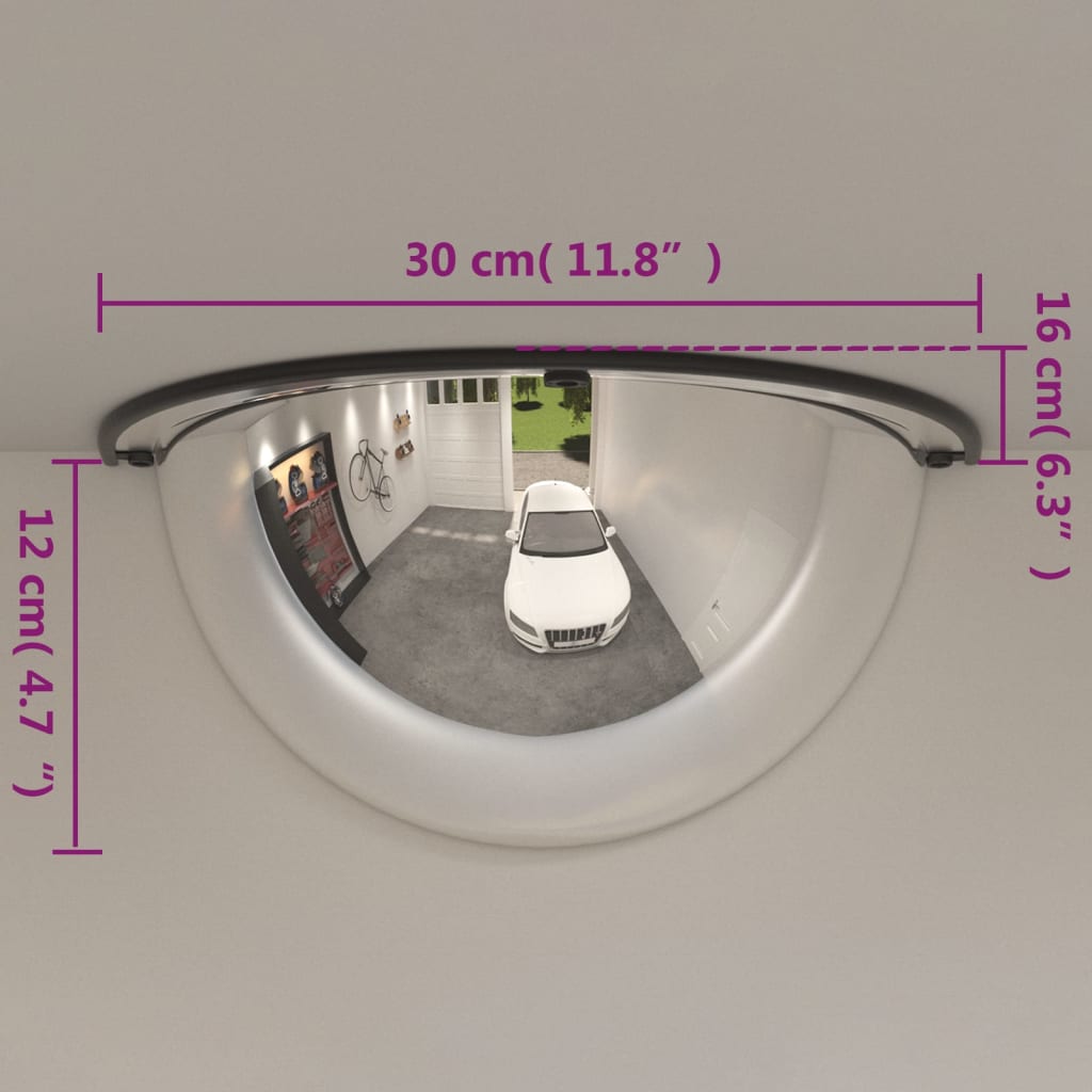 vidaXL satiksmes spoguļi, 2 gab., sfēriska kupolveida, Ø30 cm, akrils