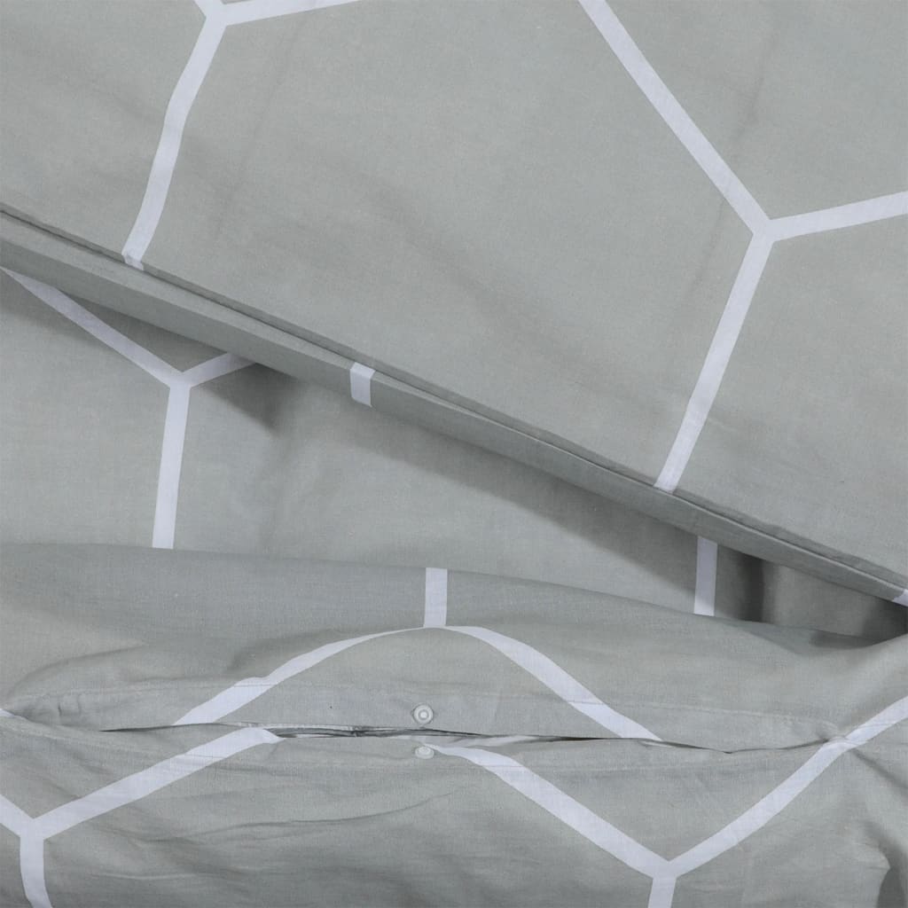 vidaXL gultasveļas komplekts, pelēks, 135x200 cm, kokvilna