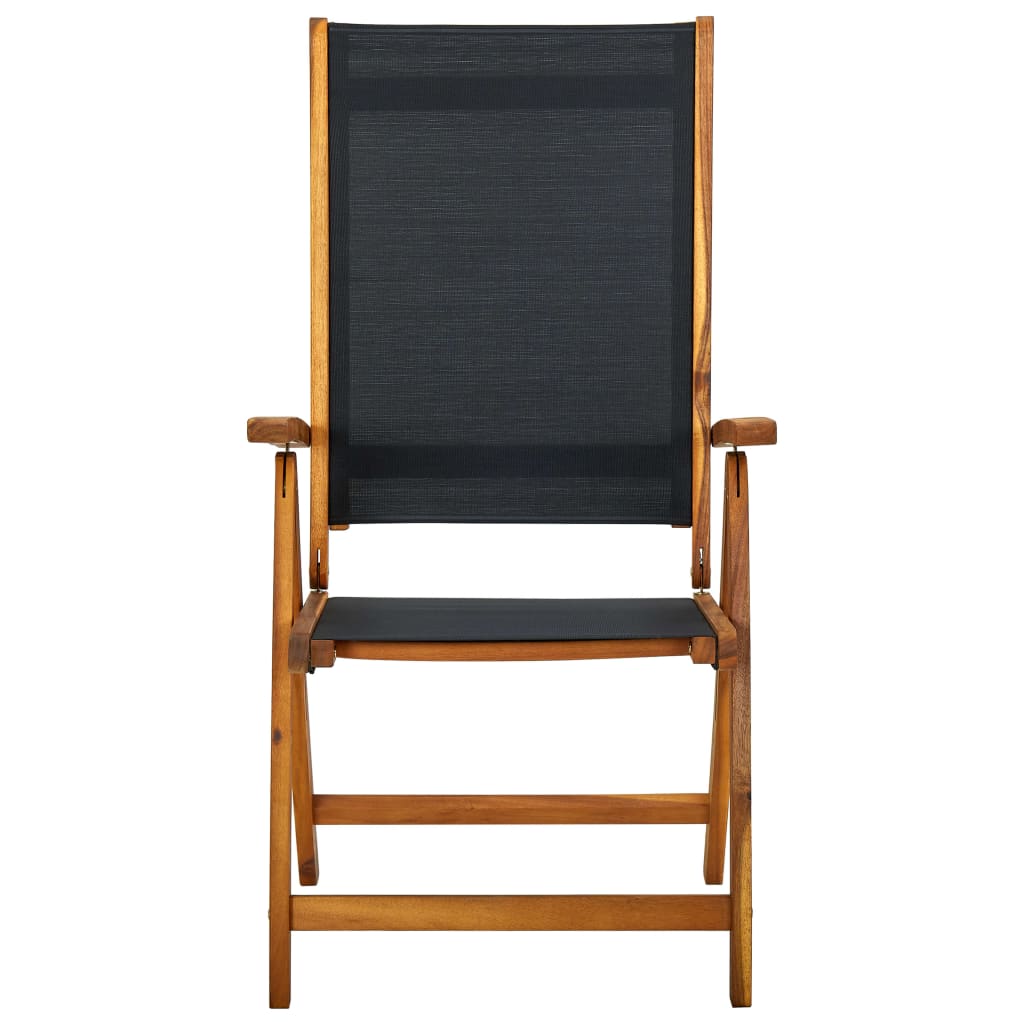 vidaXL saliekami dārza krēsli, 6 gab., akācijas masīvkoks, tekstilēns