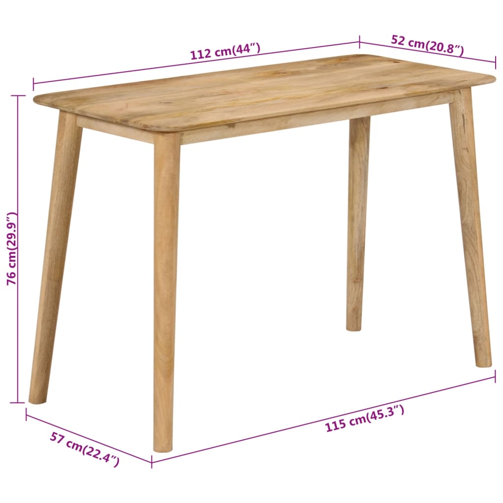 vidaXL virtuves galds, 112x52x76 cm, mango masīvkoks