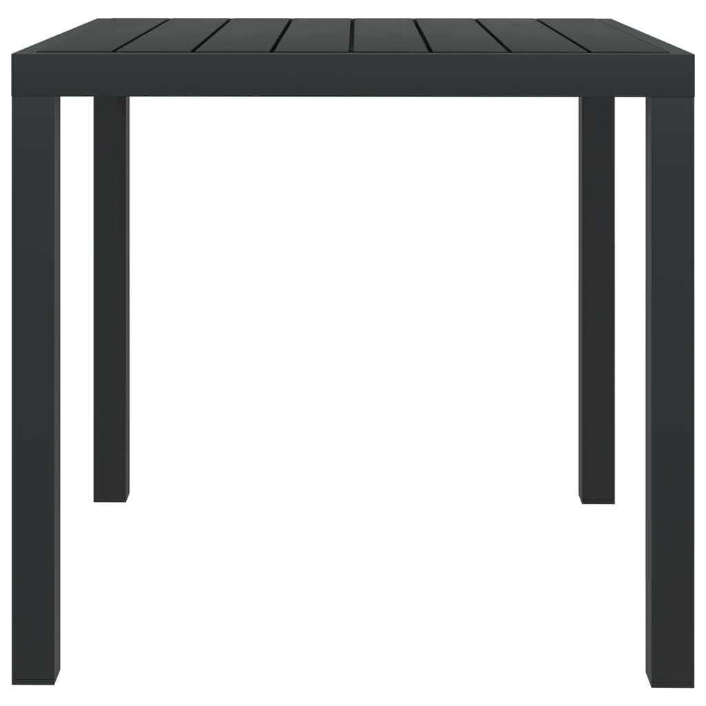 vidaXL dārza galds, melns, 80x80x74 cm, alumīnijs un WPC