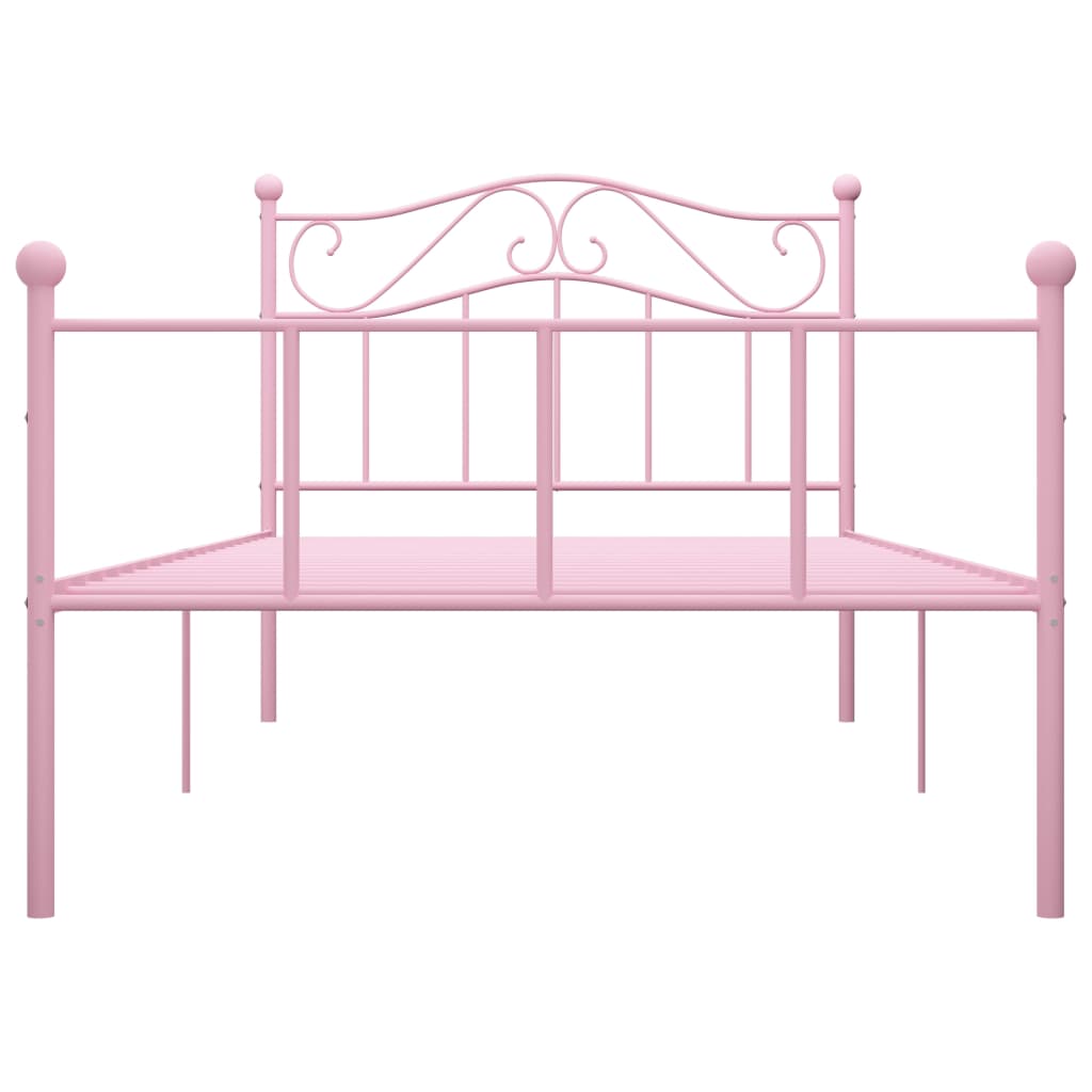 vidaXL gultas rāmis, rozā metāls, 100x200 cm