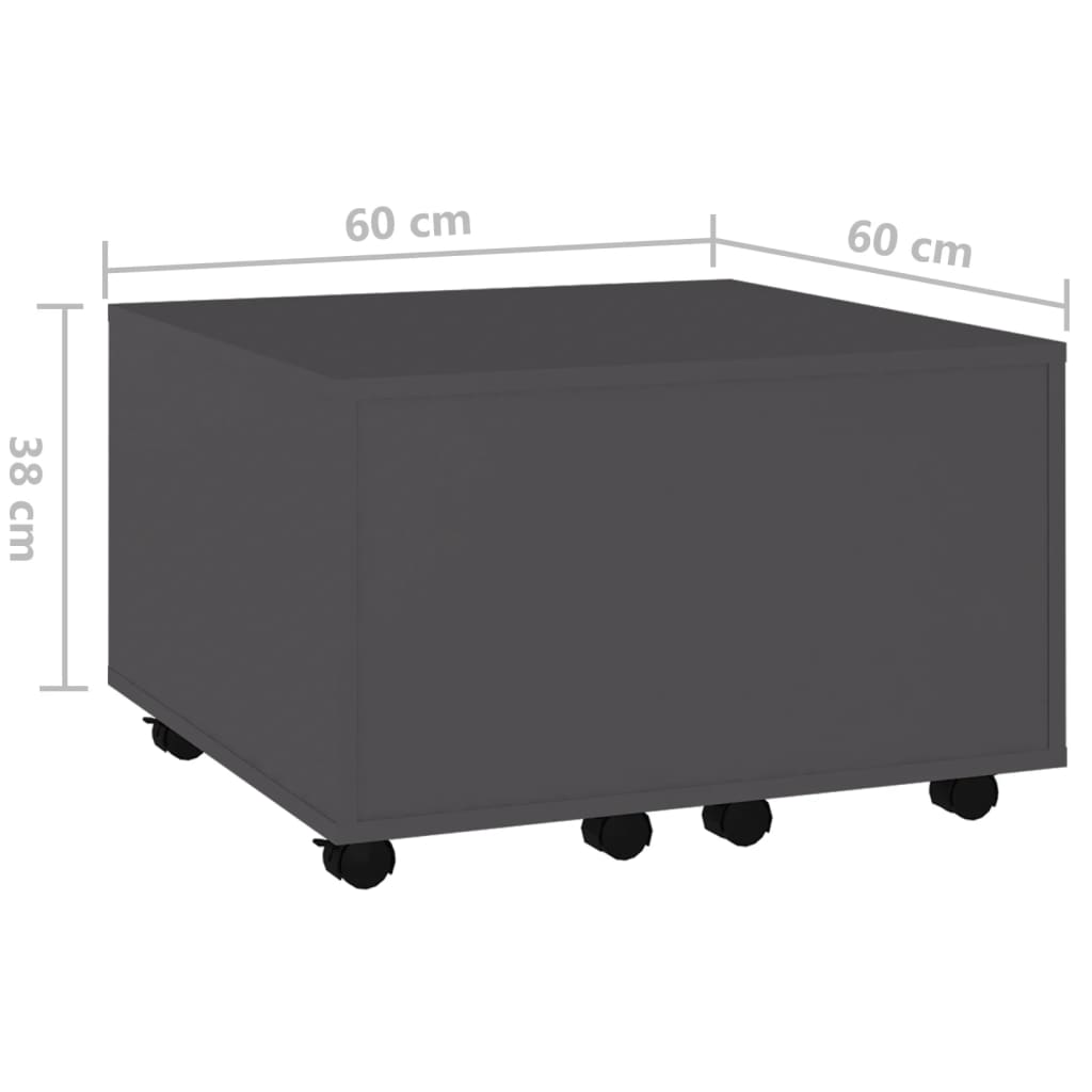 vidaXL kafijas galdiņš, pelēks, 60x60x38 cm, skaidu plāksne