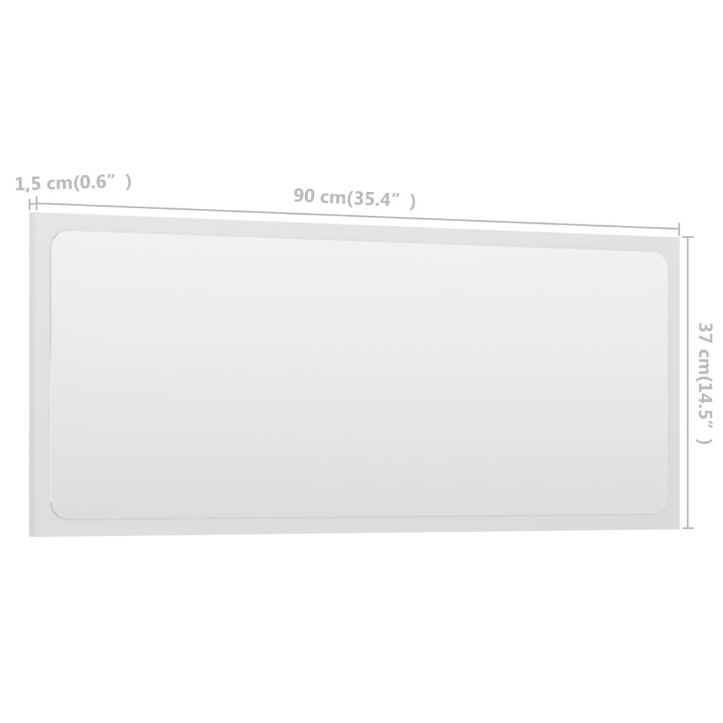 vidaXL vannasistabas spogulis, balts, 90x1,5x37 cm, skaidu plāksne