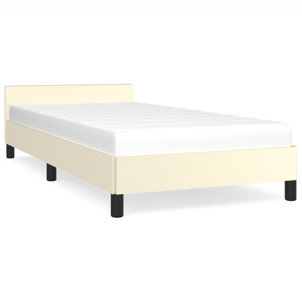 vidaXL gultas rāmis ar galvgali, krēmkrāsas, 80x200 cm, mākslīgā āda