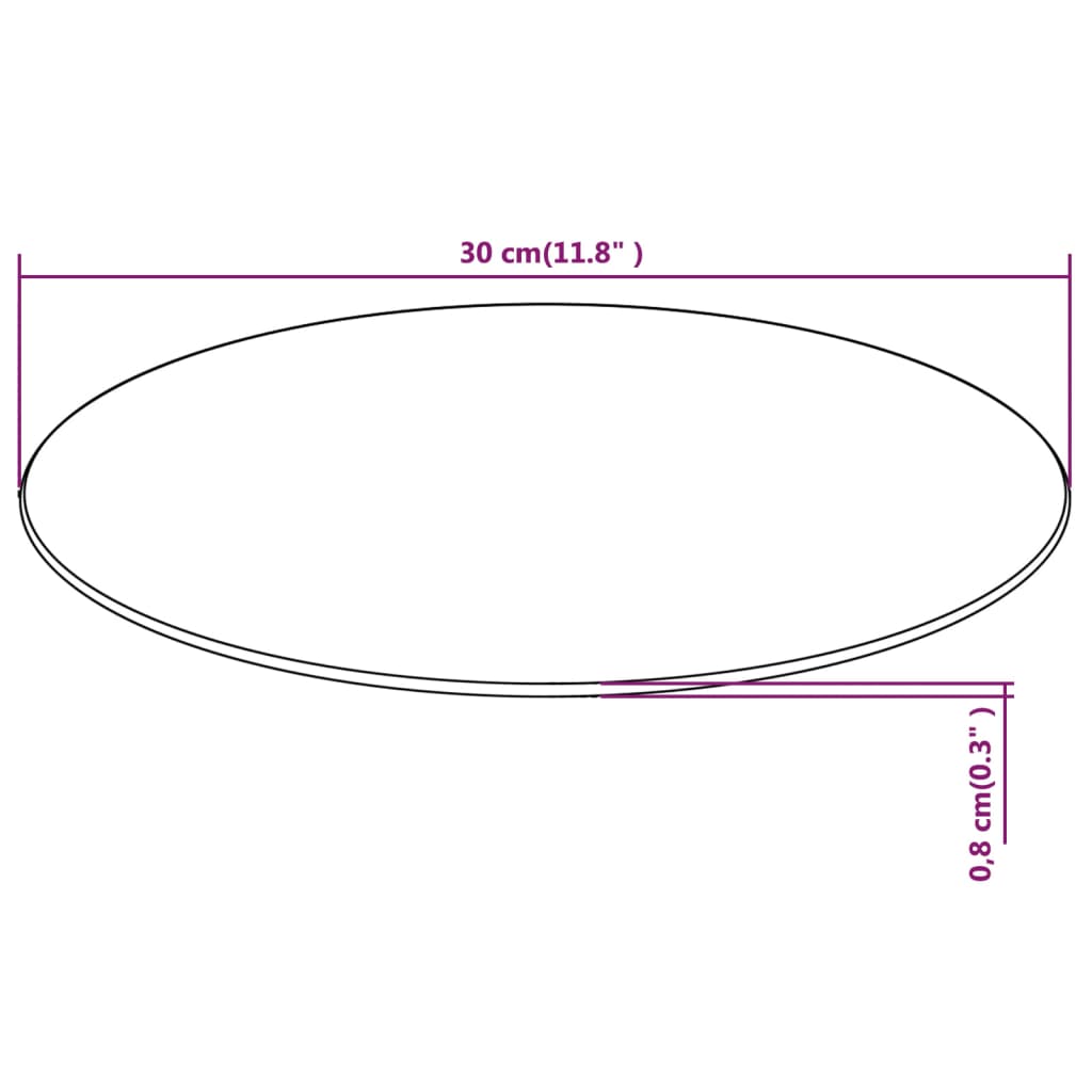 vidaXL galda virsma, 300 mm, apaļa, rūdīts stikls