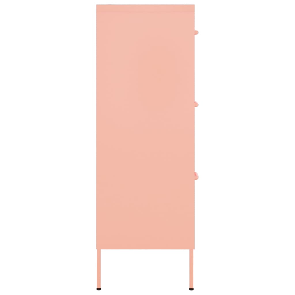 vidaXL atvilktņu skapītis, 80x35x101,5 cm, tērauds, rozā
