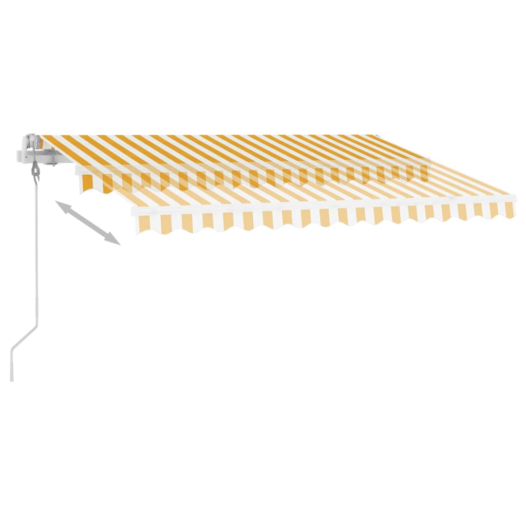vidaXL markīze ar LED un vēja sensoru, 350x250 cm, dzeltenbalta