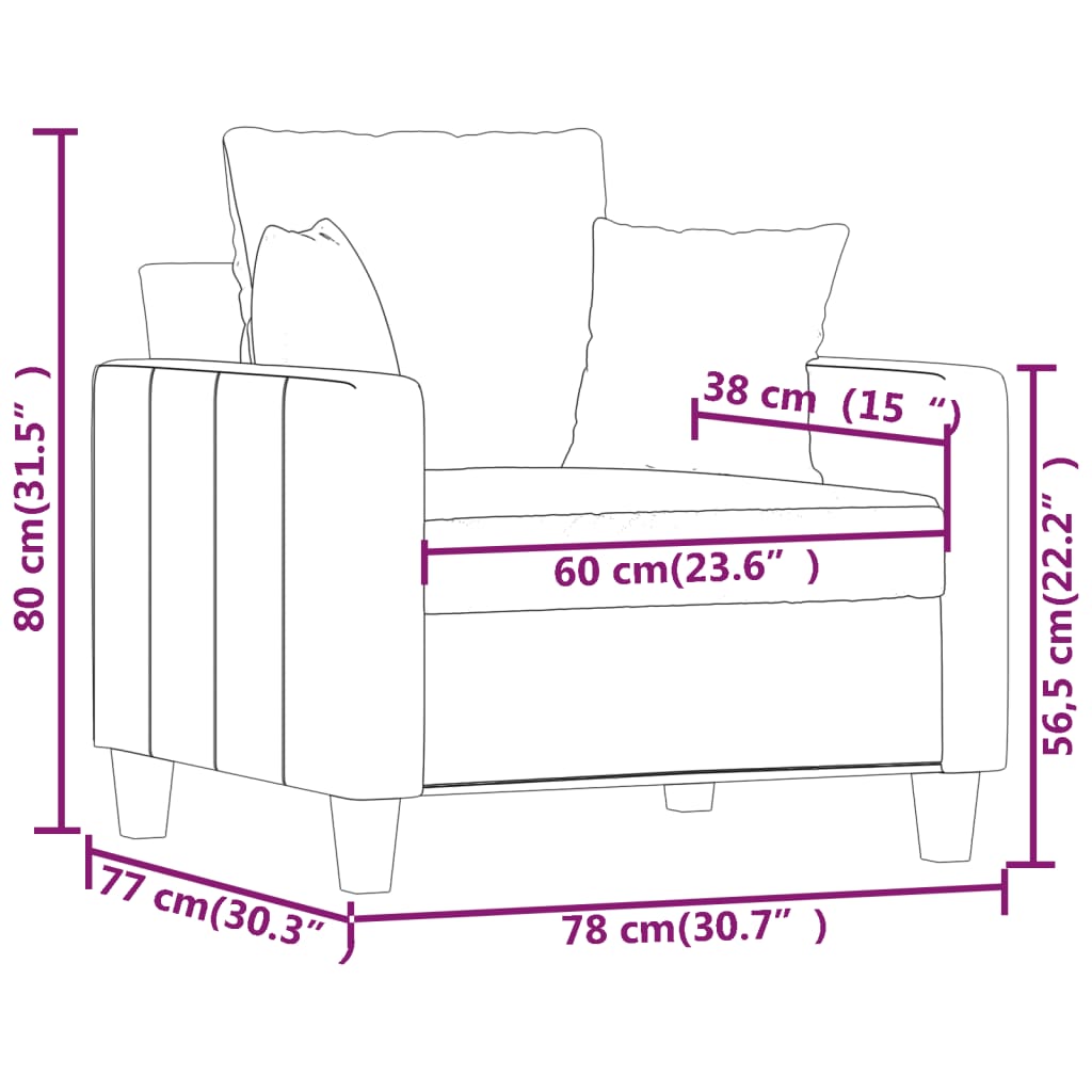 vidaXL atpūtas krēsls, gaiši pelēks, 60 cm, audums