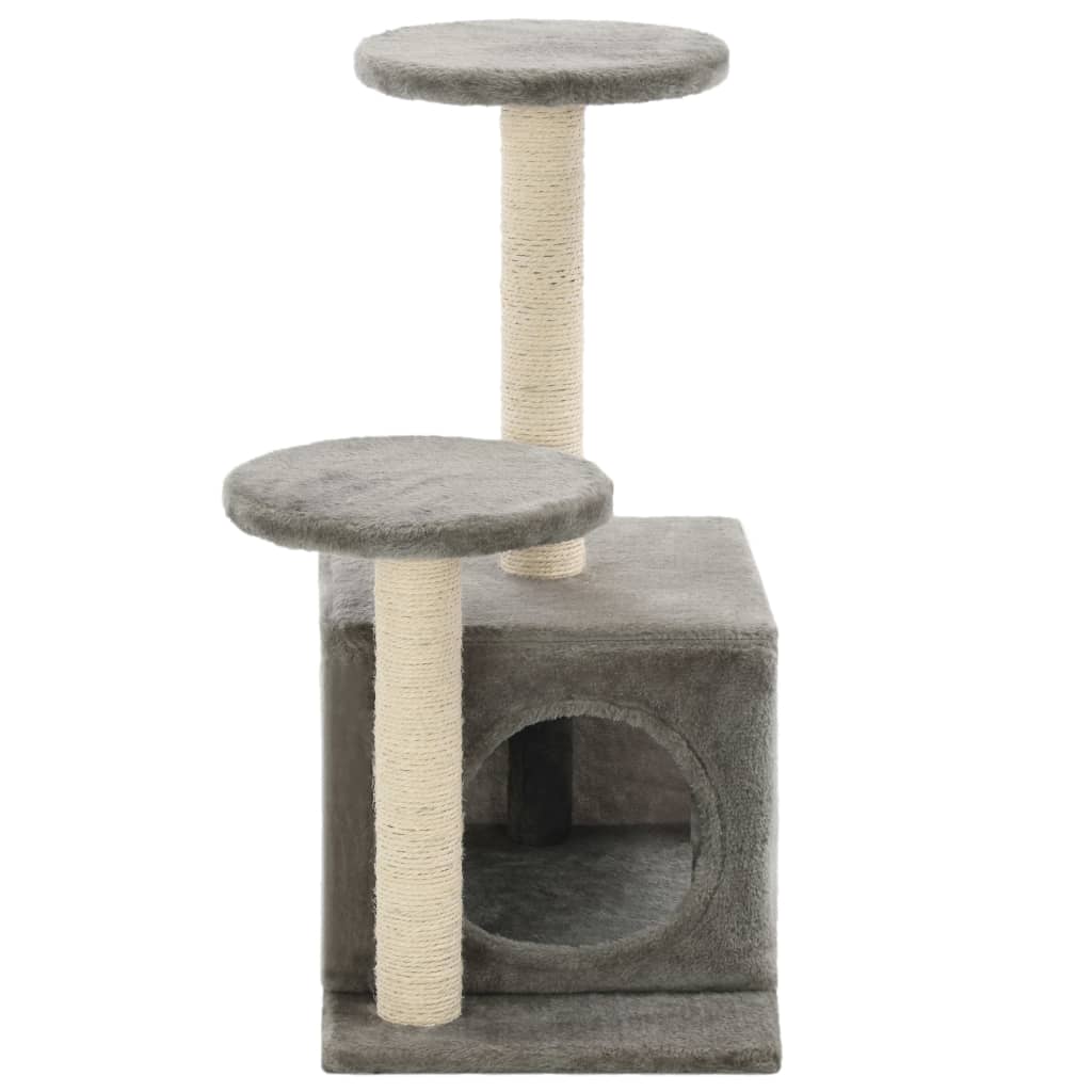 vidaXL kaķu māja ar sizala stabiem nagu asināšanai, 60 cm, pelēka