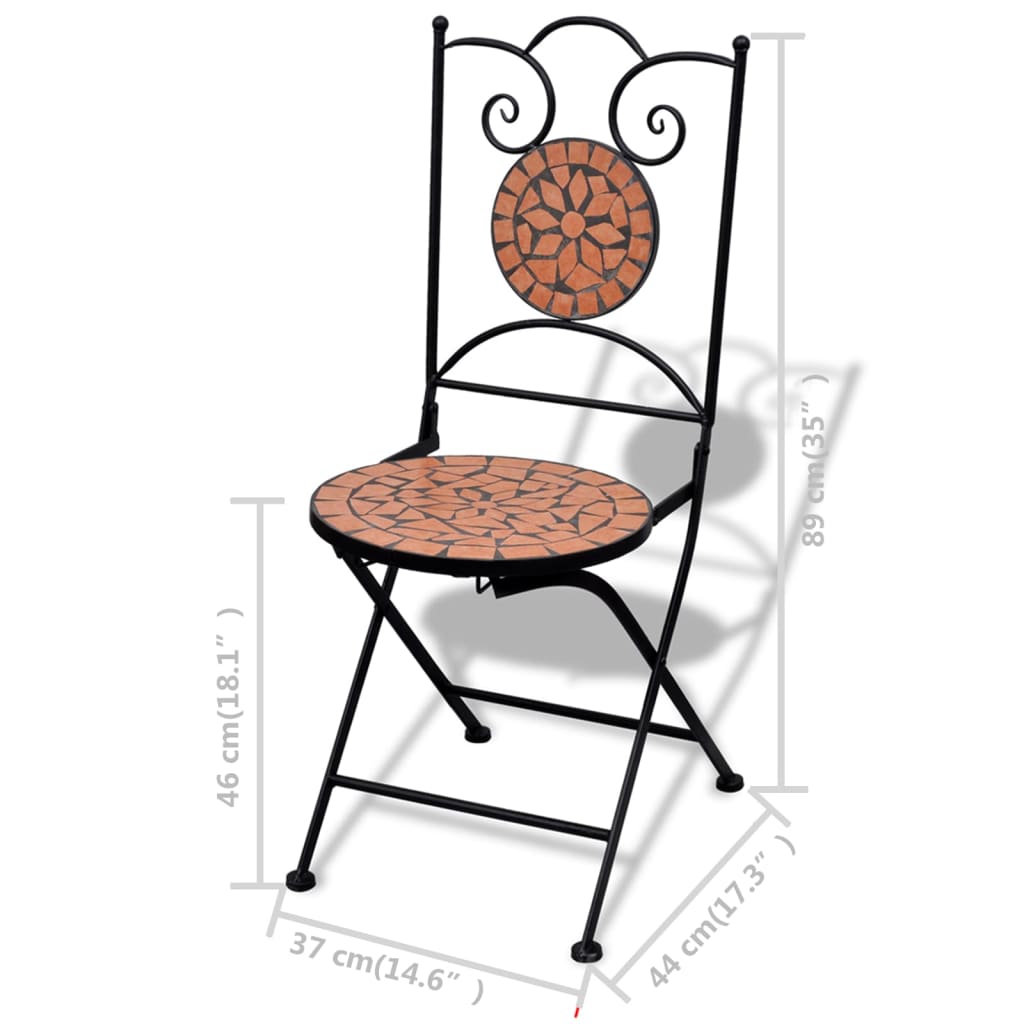 vidaXL saliekami bistro krēsli, 2 gab., keramika, sarkanbrūni