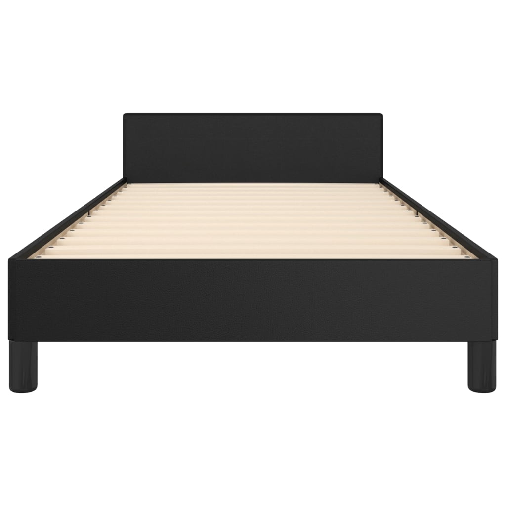 vidaXL gultas rāmis ar galvgali, melns, 90x200 cm, mākslīgā āda