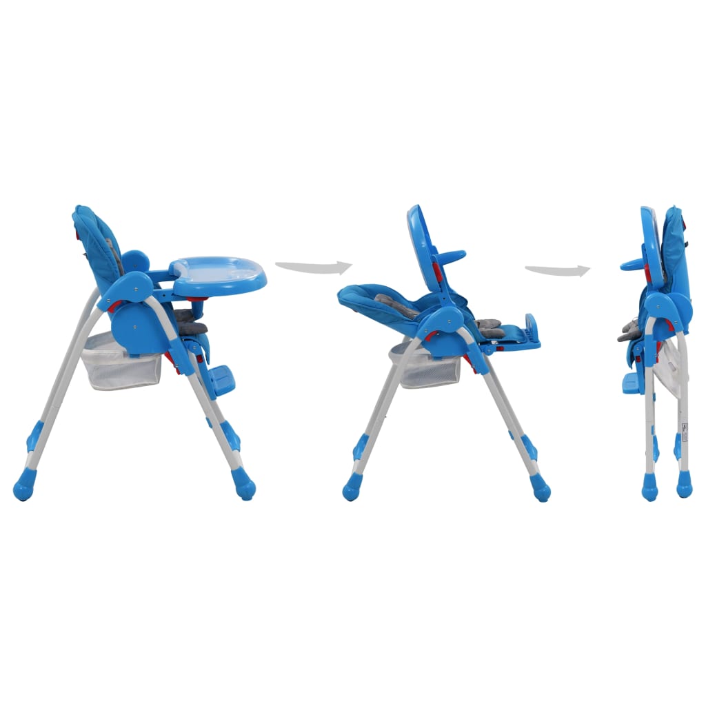 vidaXL bērnu barošanas krēsls, zils ar pelēku