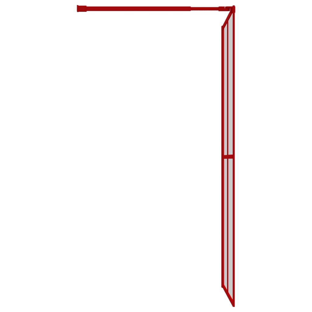 vidaXL dušas siena, caurspīdīgs ESG stikls, 80x195 cm, sarkana