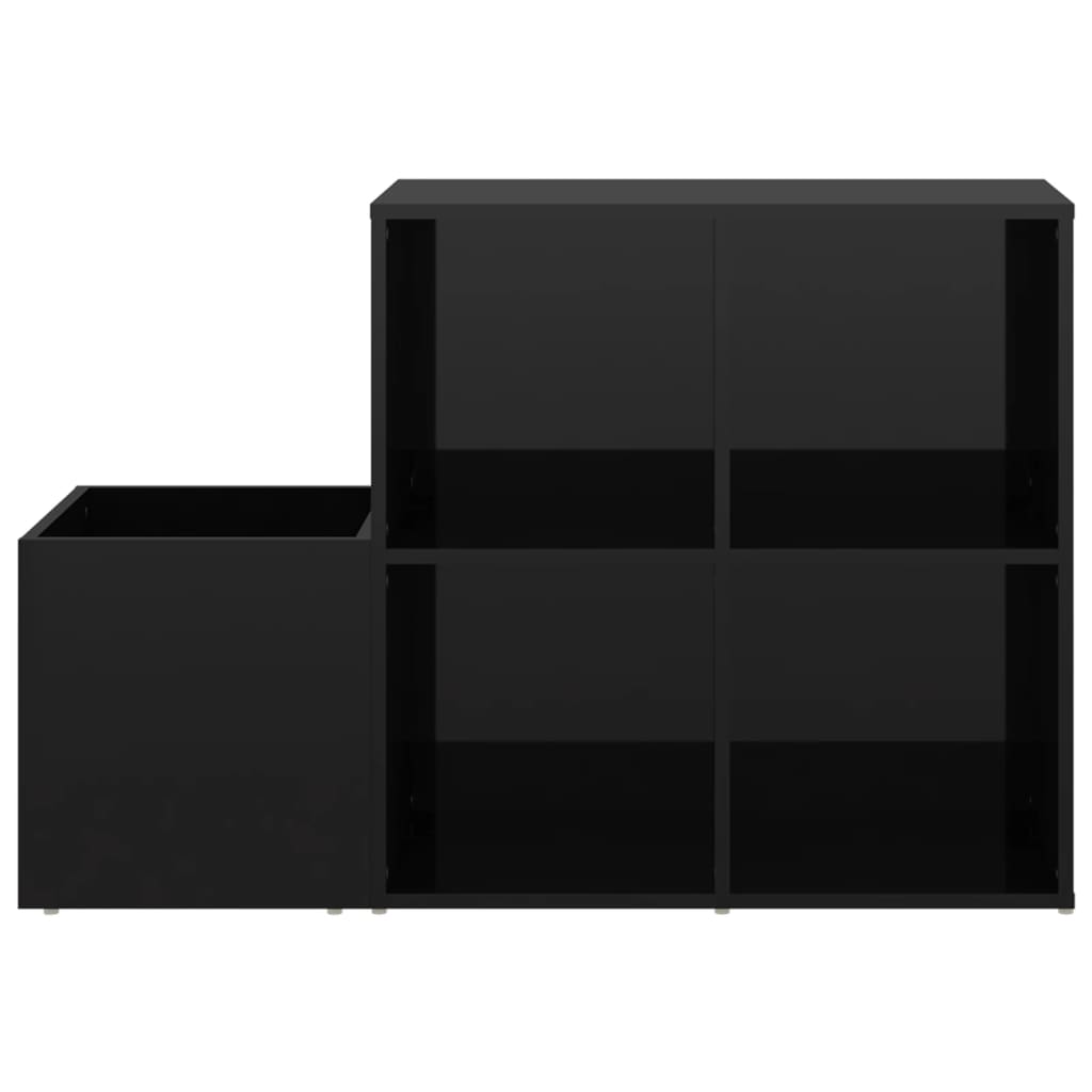 vidaXL apavu skapis, spīdīgi melns, 105x35,5x70 cm, skaidu plāksne