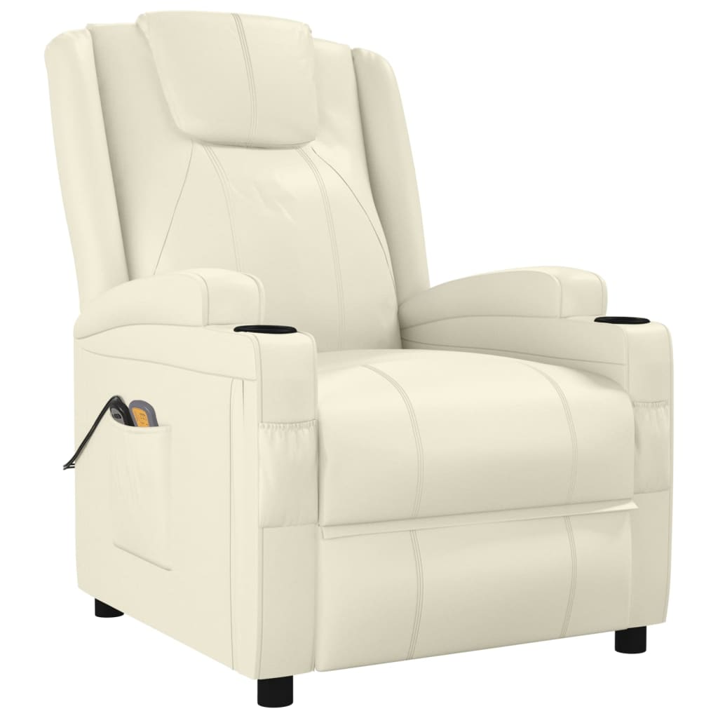 vidaXL elektrisks masāžas krēsls, krēmbalta mākslīgā āda