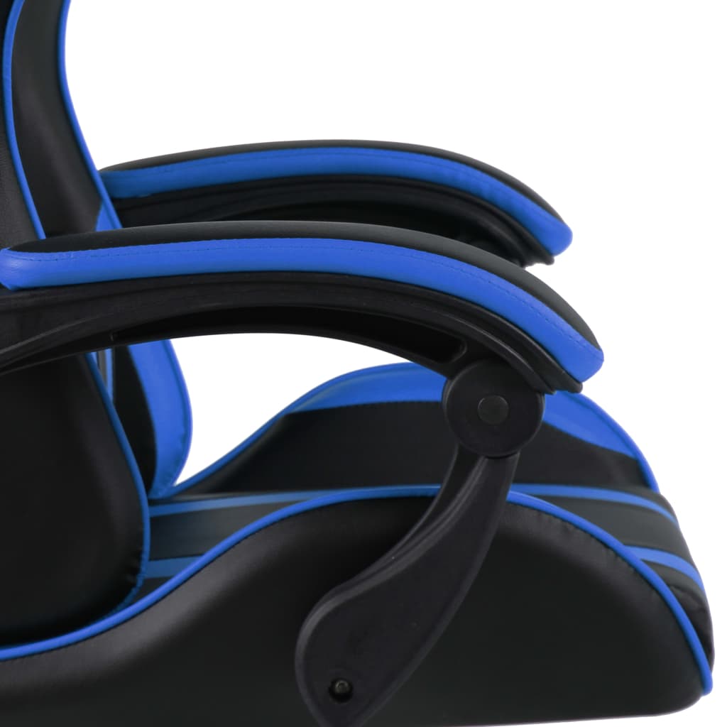 vidaXL biroja krēsls, melna un zila mākslīgā āda