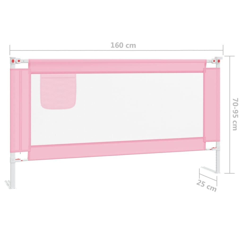 vidaXL bērnu gultas aizsargbarjera, rozā, 160x25 cm, audums