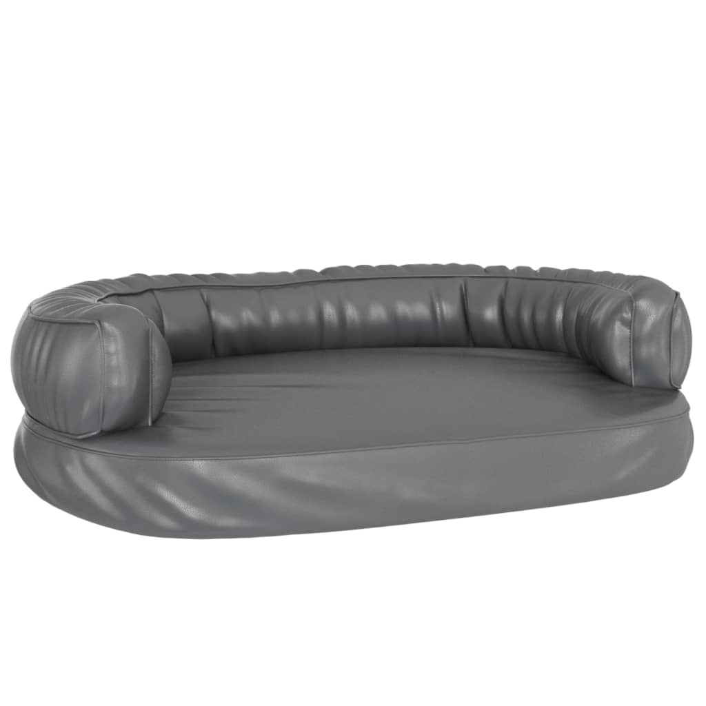 vidaXL ergonomiska suņu gulta, pelēka, 75x53 cm, mākslīgā āda