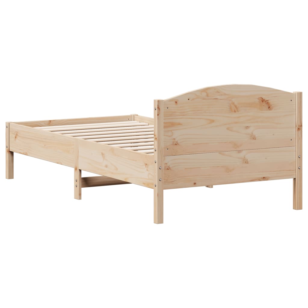 vidaXL gultas rāmis ar galvgali, 90x190 cm, priedes masīvkoks