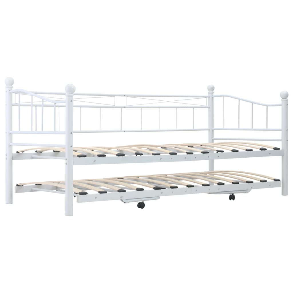 vidaXL gultas rāmis, balts tērauds, 180x200/90x200 cm