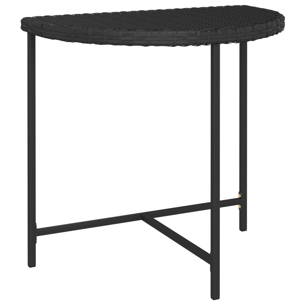 vidaXL dārza galds, 80x50x75 cm, melns, PE rotangpalma