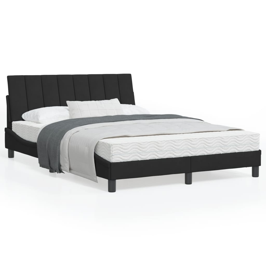 vidaXL gultas rāmis ar galvgali, melns samts, 120x200 cm