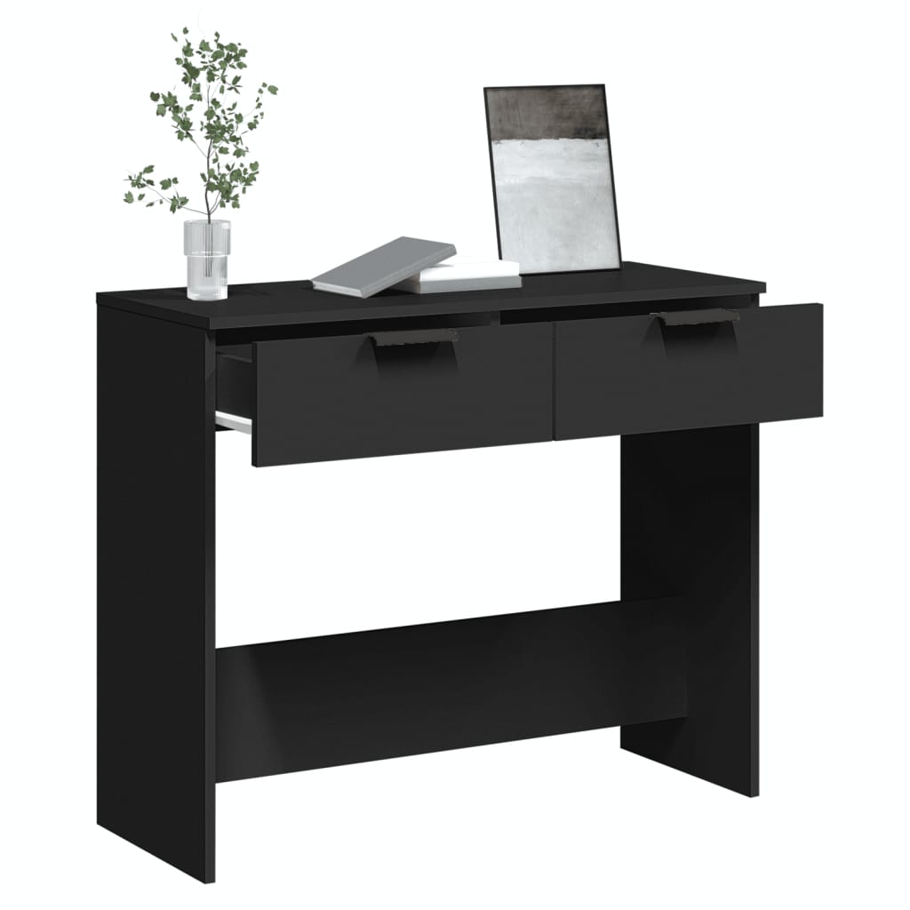 vidaXL konsoles galdiņš, melns, 90x36x75 cm, inženierijas koks