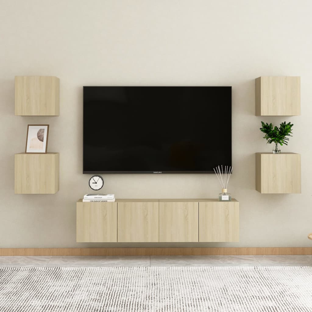 vidaXL sienas TV skapītis, ozolkoka krāsa, 30,5x30x30 cm