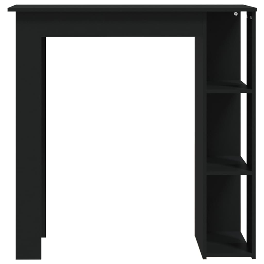 vidaXL bāra galds ar plauktu, melns, 102x50x103,5 cm, skaidu plāksne