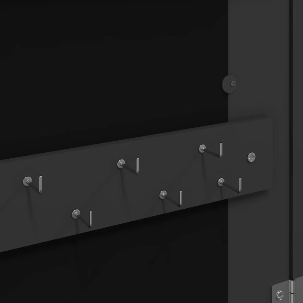 vidaXL sienas rotaslietu skapītis ar LED, melns