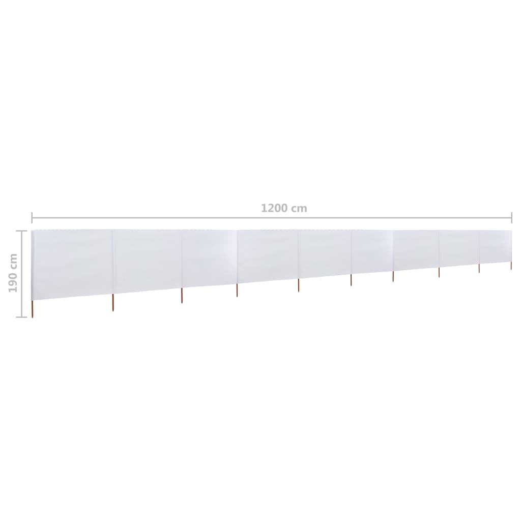 vidaXL 9 paneļu vēja aizsargsiets, smilšu balts, 1200x160 cm, audums