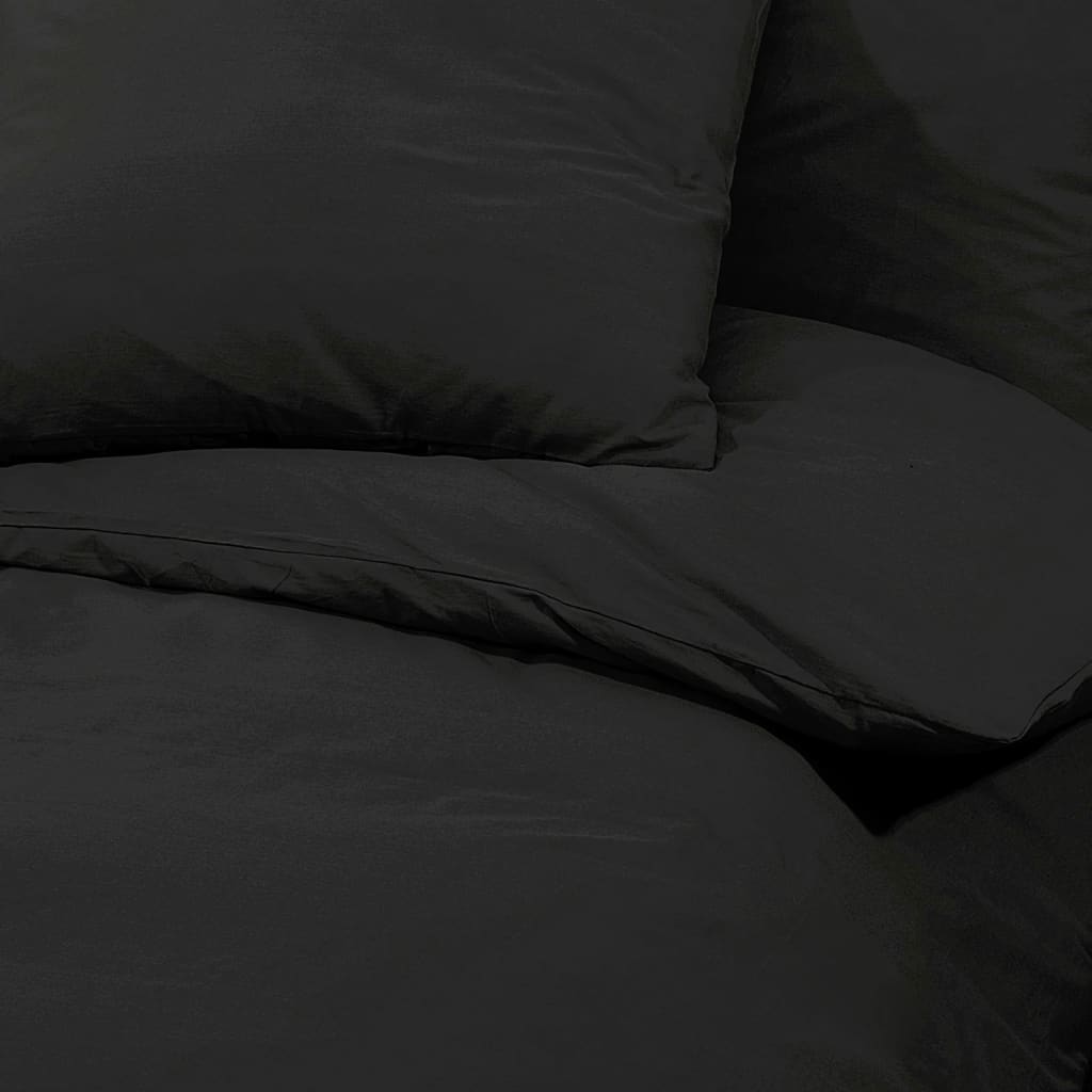 vidaXL gultasveļas komplekts, melns, 200x220 cm, kokvilna