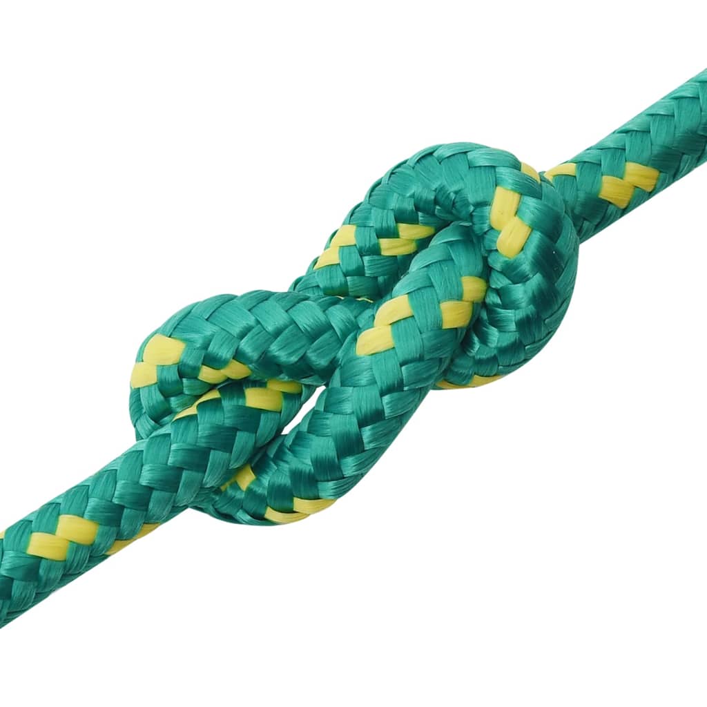 vidaXL laivu virve, zaļa, 12 mm, 250 m, polipropilēns