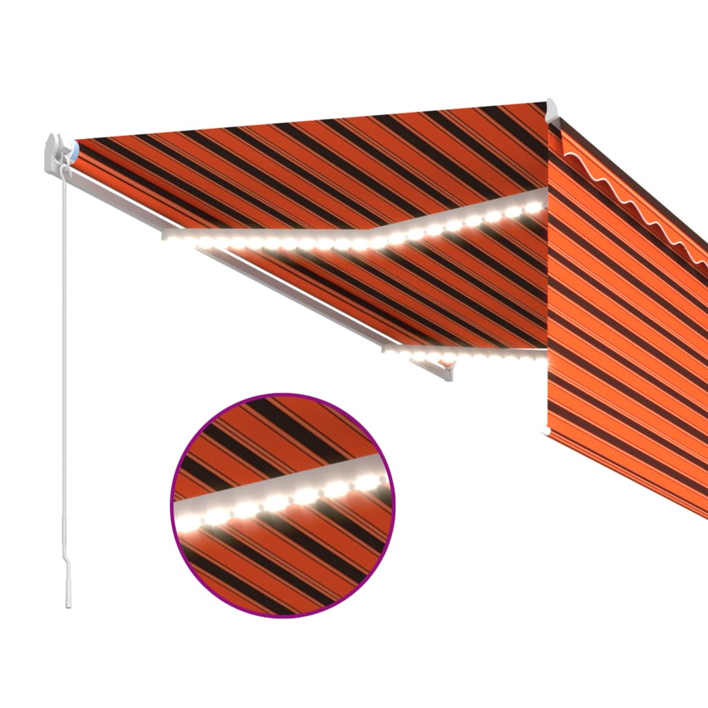 vidaXL izvelkama markīze ar žalūziju un LED, 3x2,5 m, oranži brūna