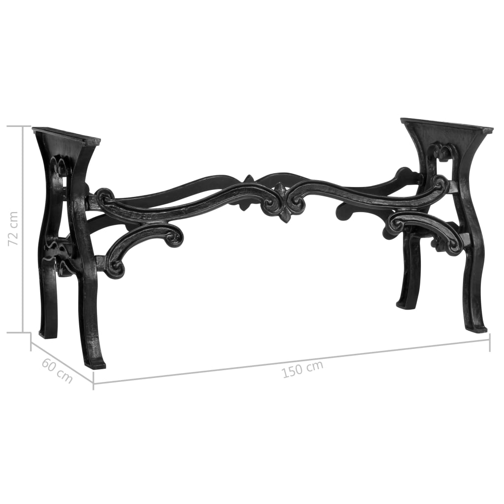 vidaXL virtuves galda kājas, 150x60x72 cm, čuguns