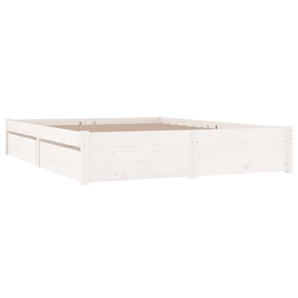 vidaXL gultas rāmis ar atvilktnēm, balts, 120x190 cm, divvietīgs