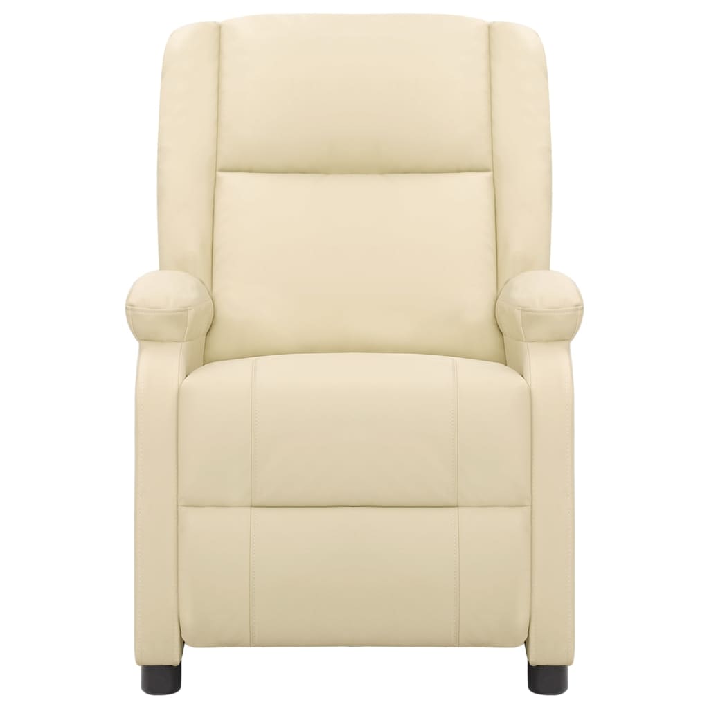 vidaXL atpūtas krēsls, atgāžams, krēmkrāsas dabīgā āda