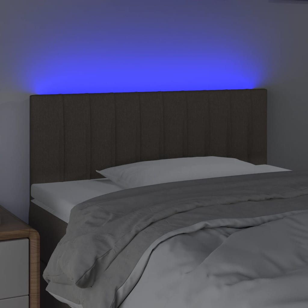 vidaXL gultas galvgalis ar LED, 90x5x78/88 cm, pelēkbrūns audums