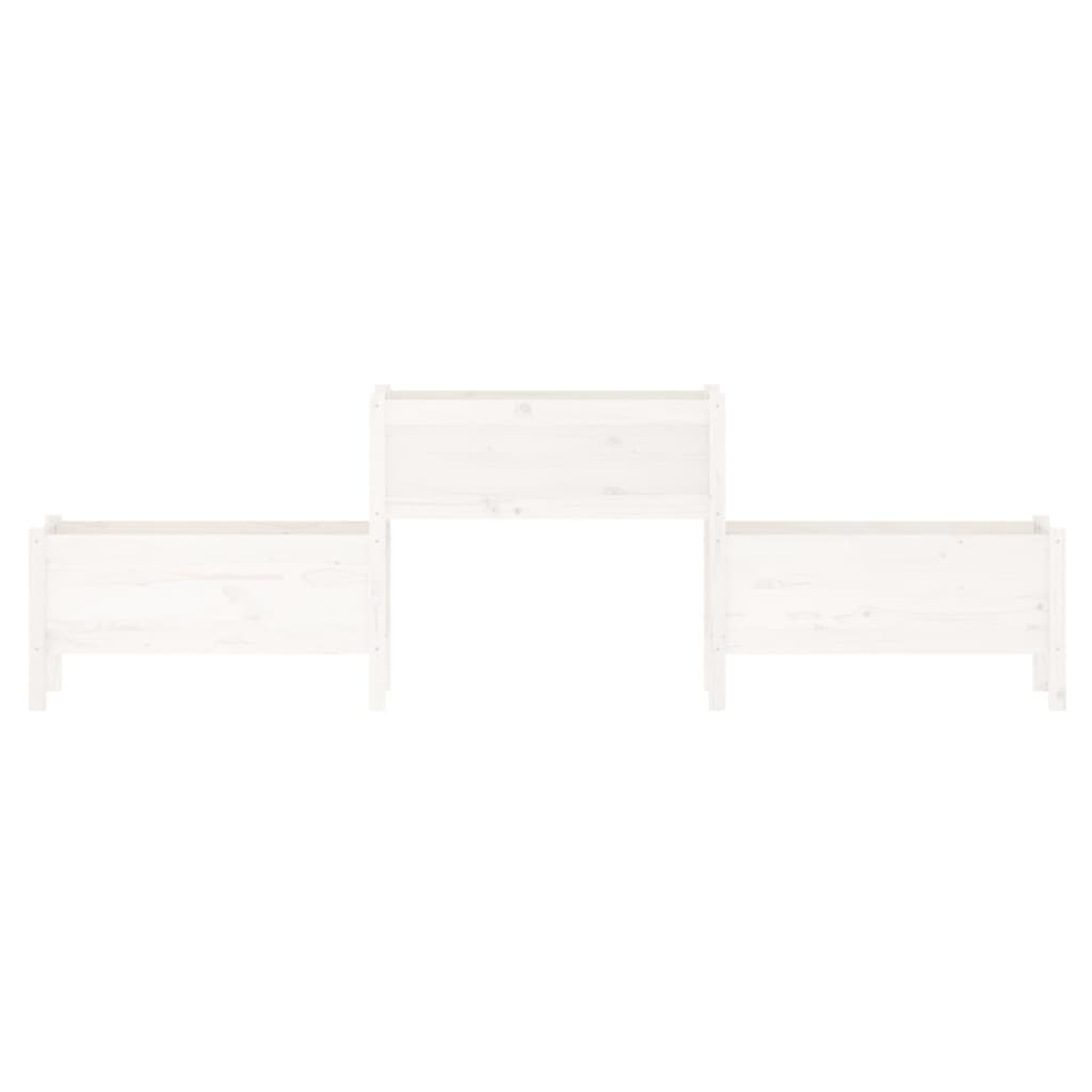 vidaXL puķu kaste, balta, 245,5x44x75 cm, priedes masīvkoks