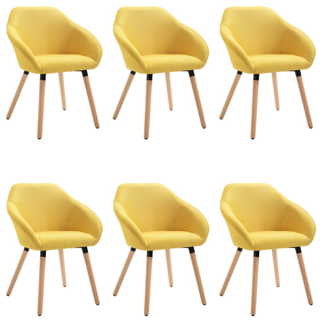 vidaXL virtuves krēsli, 6 gab., dzeltens audums