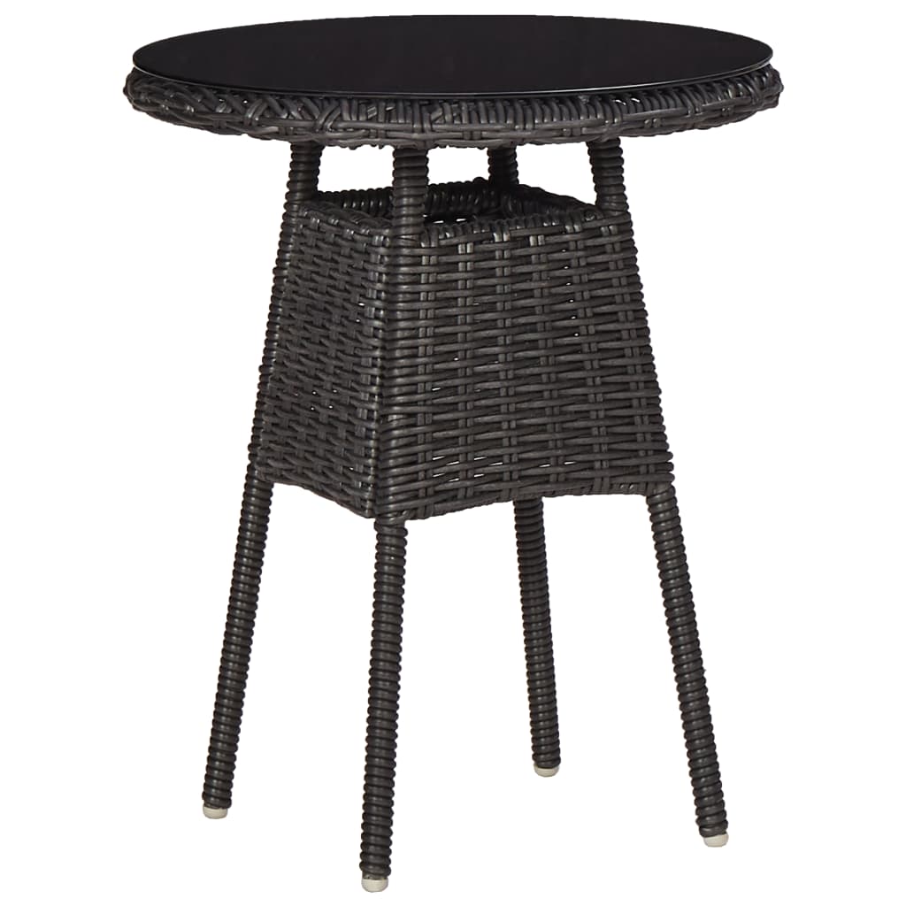 vidaXL dārza krēsli, 2 gab., ar galdiņu, melna PE rotangpalma