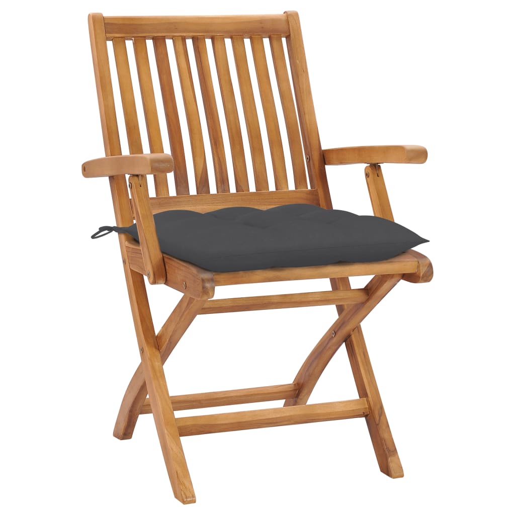 vidaXL dārza krēsli, 2 gab., antracītpelēki matrači, masīvs tīkkoks