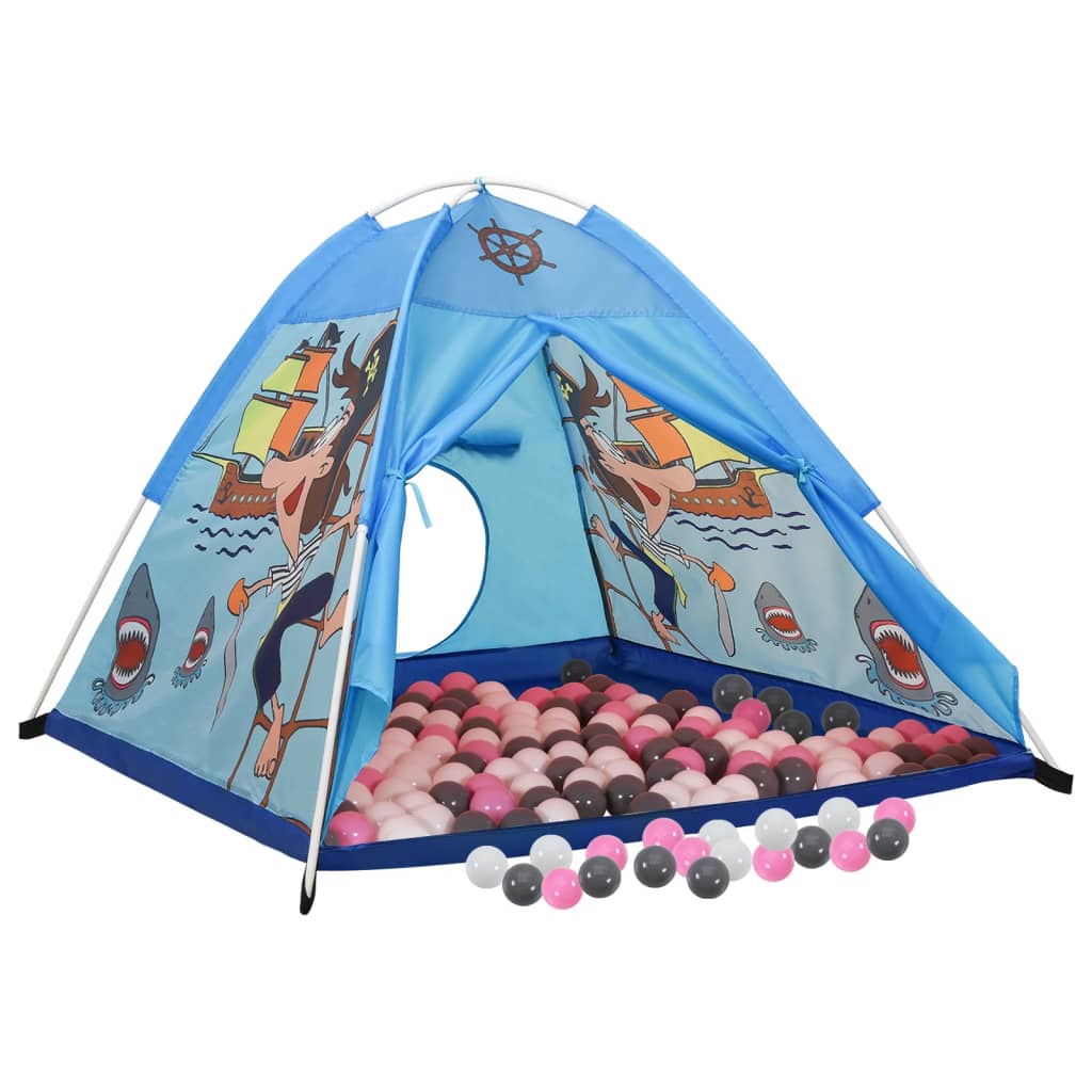 vidaXL rotaļu telts ar 250 bumbiņām, 120x120x90 cm, zila